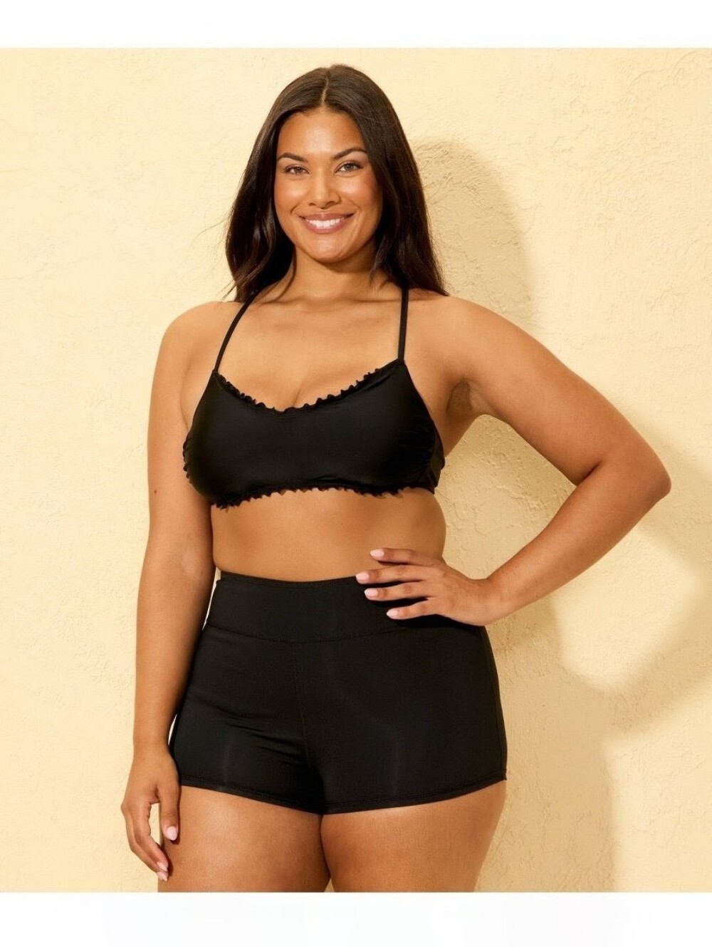 Shade & Shore Women's Black High Rise Swim Boyshort Bottom Size XL 16